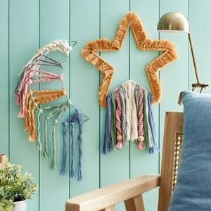 Crafts for yarn lovers mounted on a wall
